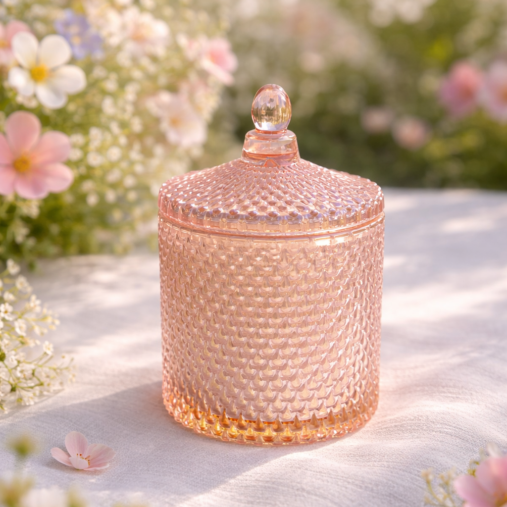 Vela Perfumada Talco em Copo de Vidro Rosé