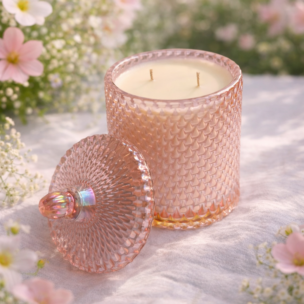 Vela Perfumada Talco em Copo de Vidro Rosé