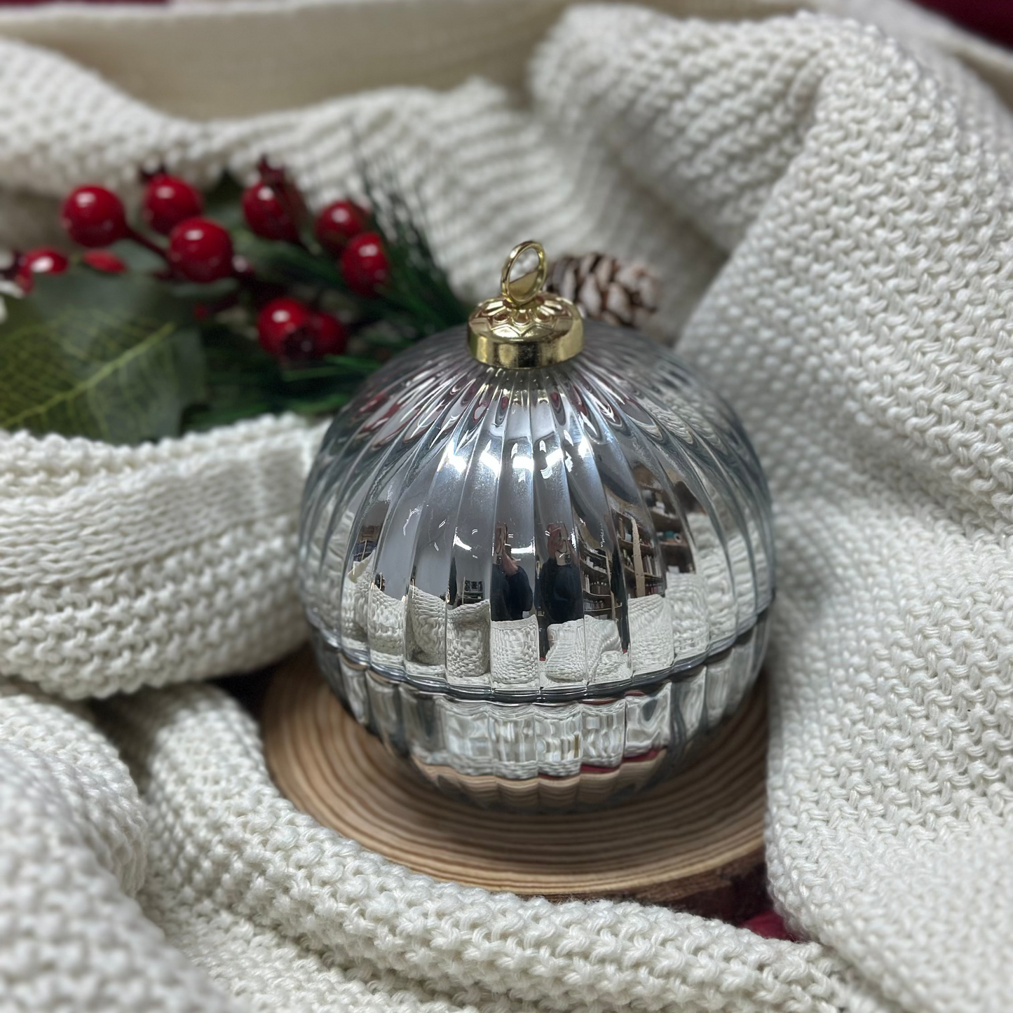 Vela Bola de Natal Prateada